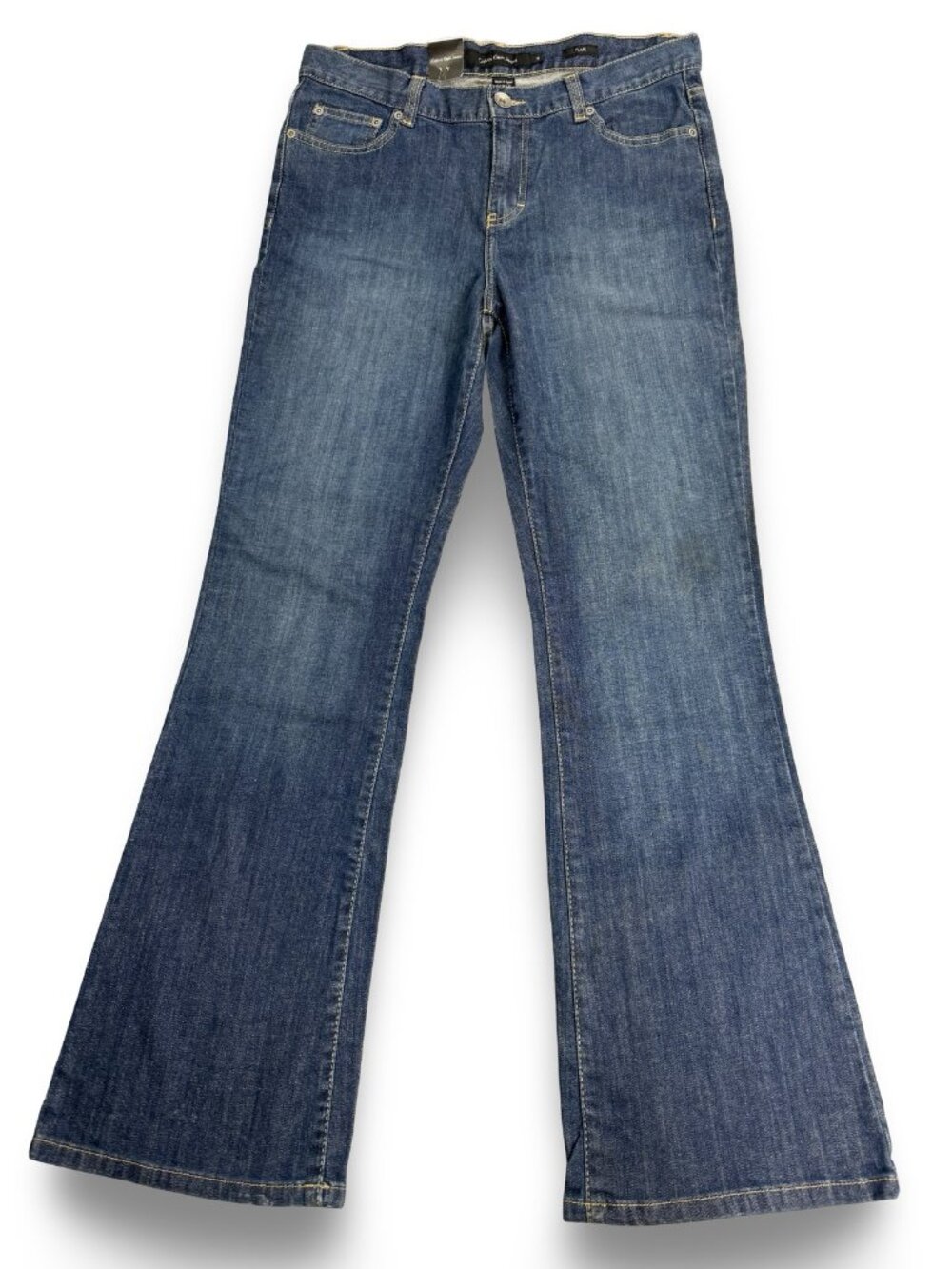 Calvin Klein Stretch Flare Jeans Womens 12 Blue Medium Wash Slim Fit 34x31 NWT